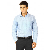 John Miller Men Blue Striped Shirt