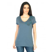 United Colors of Benetton Women Solid Blue Tops