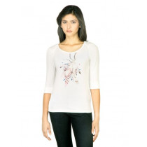 Wrangler Women Printed White T-shirt