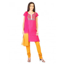 Vishudh Women Pink Churidar Kurta with Dupatta
