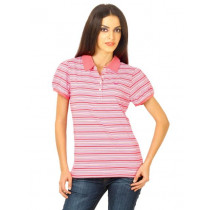 Flying Machine Women Pink Polo Tshirts