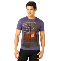 United Colors of Benetton Men Graphic Printed Purple Tshirts