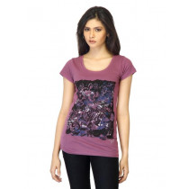 Jealous 21 Women Printed Mauve T-shirt