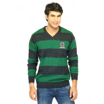 Scullers Men Stripes Green Sweaters