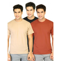 Hanes Men Half Sleeve Crew Pack of 3 Beige Innerwear T-shirts