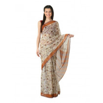 Fabindia Women H& Printed Rust Sari