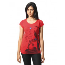Flying Machine Women Poopy Red T-shirt