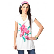 Jealous 21 Women Off White Flower Printed Top