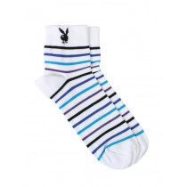Playboy Men White  Striped Socks