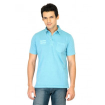 United Colors of Benetton Men Solid Blue Polo Tshirts