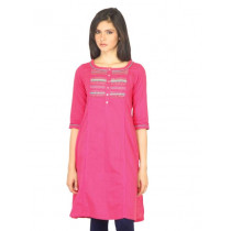 W Women Thread Work Pink Kurta