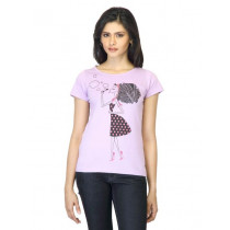 Jealous 21 Women Printed Lavender T-shirt