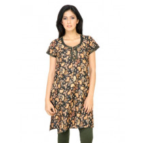 Vishudh Women Golden Thread Work Black Kurtis