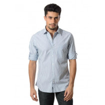 John Players Men Stripes Blue Shirt