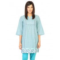 W Women Blue Printed Kurti