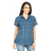 s.Oliver Women Check Blue Shirt