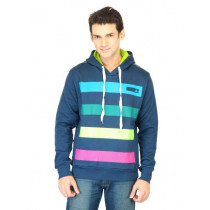 ADIDAS Men Sf Striped Hood Blue Sweatshirts