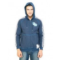 ADIDAS Men Hooded  Blue SweatShirt