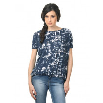 Flying Machine Women Cotton Blue T-shirt