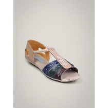 Catwalk Women Leather Cut Boot Beige Flats