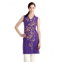 Urban Yoga Women Printed Purple Kurta