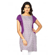 W Women Square Neck Short Sleeve Purple Tunic