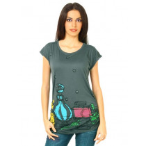 Flying Machine Women RN HS Grey Tshirts