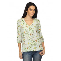 Arrow Woman Printed White & Green Top