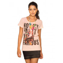 Spykar Women's Not My Fault Pink T-shirt