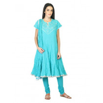 Biba Women Blue Churidar Kurta with Dupatta