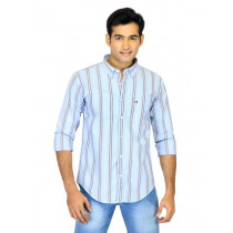 Basics Men Blue Slim Fit Striped Shirt