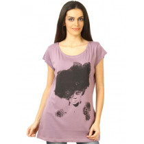 United Colors of Benetton Women Printed Purple Tshirts