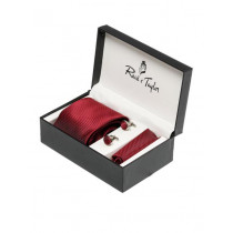 Reid & Taylor Men Formal Maroon Tie+Cufflink+Pocket square - Combo Pack