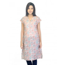 W Women Printed Peach Kurta