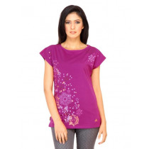 ADIDAS Women Printed Pink T-shirt
