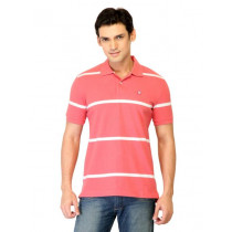 United Colors of Benetton Men Solid Pink Polo T-shirts