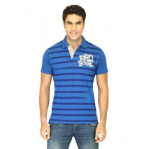 Probase Men Stripes Blue Polo T-Shirts