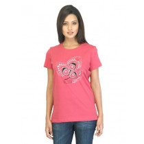Urban Yoga Women Printed Pink T-shirt