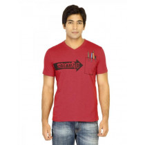 United Colors of Benetton Men Printed Red Tshirts