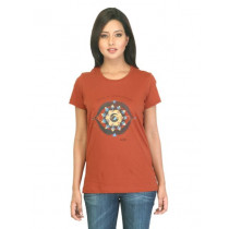 Urban Yoga Women Printed Rust T-shirt