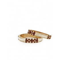 Royal Diadem Set of 2 White & Maroon Bangles