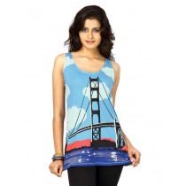 UCB Women's Graphic Print Sequins Blue Top