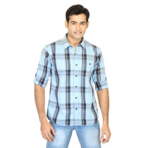 Basics Men Blue Slim Fit Checked Shirt