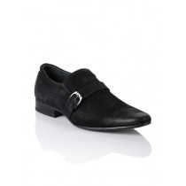 Cobblerz Men Black Leather Semiformal Shoes