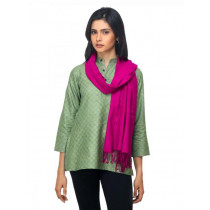 Fabindia Women Magenta Noil Silk & Wool Stole
