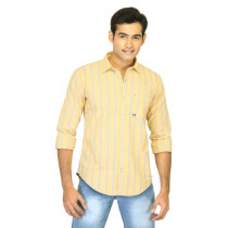 Basics Men Yellow Slim Fit Striped Shirt