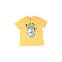 United Colors of Benetton Kids Boys Yellow Printed T-shirt