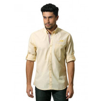 John Players Men Stripes Yellow Shirt