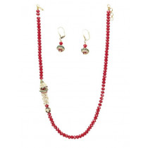 Royal Diadem Red Earring & Pendant Set
