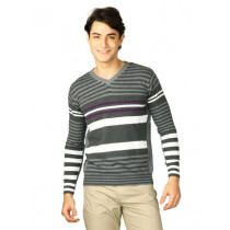 Spykar Men Rts Grey White Pullover Grey Sweaters